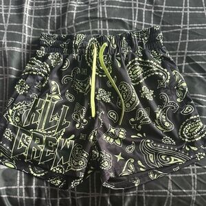 Kill Crew Black and Green Paisley Shorts
